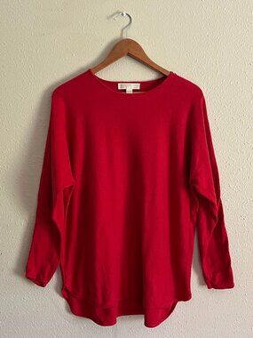 Michael Kors Womens Red Sweater Round Neck Long Sleeves Size XL